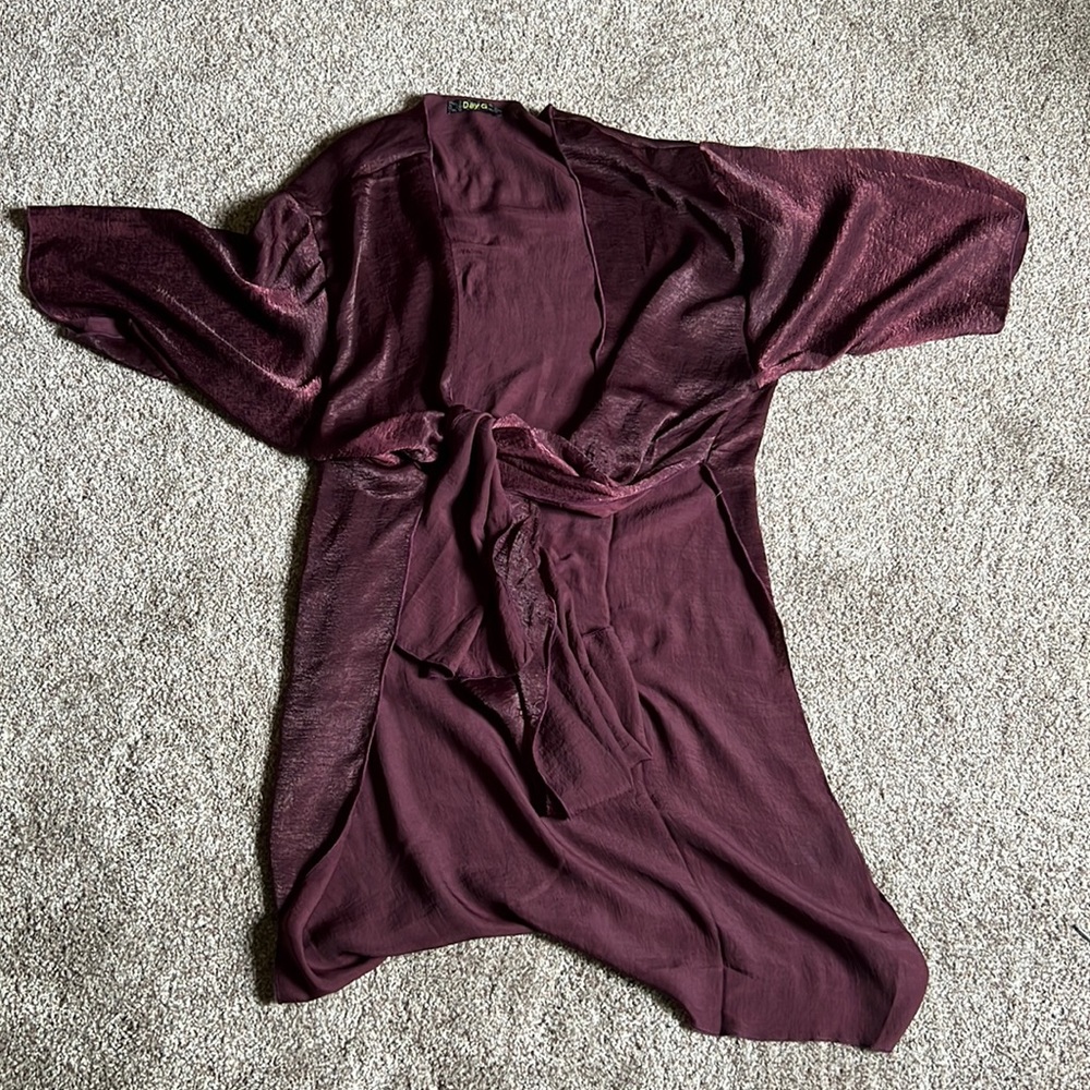 Satin tie front cardigan